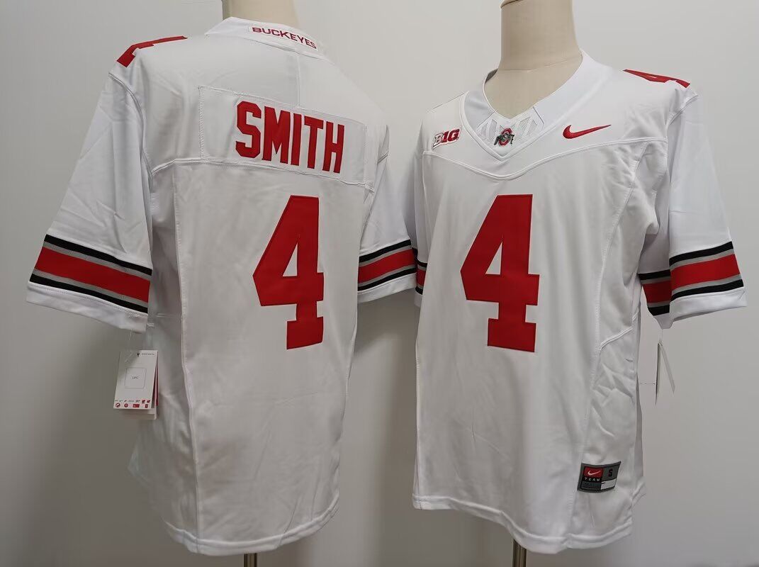 NCAA Men Ohio State Buckeyes Nike #4 Jeremiah Smith white  Nike jersey->ncaa teams->NCAA Jersey